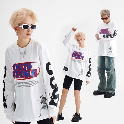 100 Percent Cotton Long Sleeve T Shirts 230gsm Heavyweight Letter Graphic For Men - Image 5