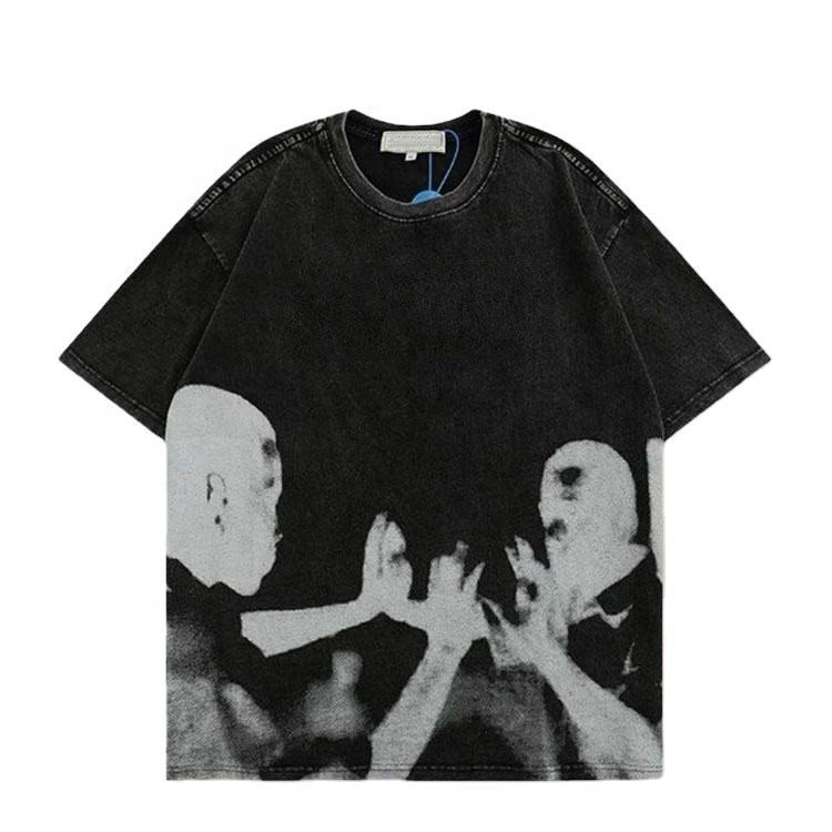 200gsm 300gsm 400gsm Men's Digital Print Vintage Acid Washed T-shirt Custom Logo Design - Image 6
