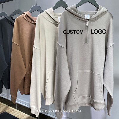 300g-700g Cotton Unisex Mens Streetwear Oversized Puff Print Half Zip Up Hoodies 3xl 4xl 5xl - Image 6