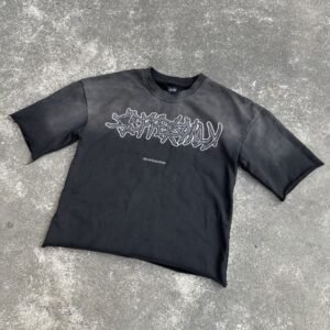 300Gsm French Terry Heavyweight T-Shirt Tee Sun Faded Acid Washed Boxy Cropped T Shirt Men