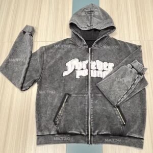 500 Gsm Thick Cotton Zipper Pockets Patched Embroidery Hoodie Men Lined Custom Hoodies