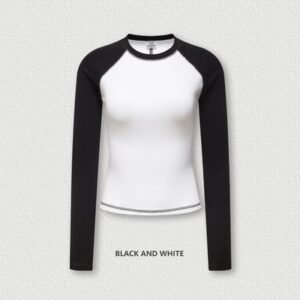 5xl 4xl 3xl 100 Cotton Long Sleeve T Shirts O-Neck Collar Women'S Y2k Vintage Contrast Raglan White