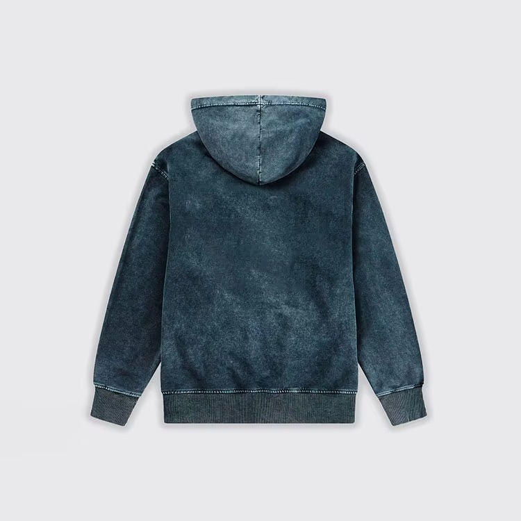 Acid Washed Oversized Embroidered Cropped Hoodies Ripped French Terry Black Distressed Applique Boxy Fit Full Zip up Hoodies Men - Image 4