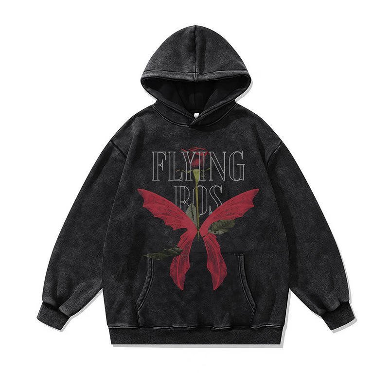 American High Street Retro Style Hoodie for Men Loose Casual Printing Acid Wash Pullover Hoodie - Image 5