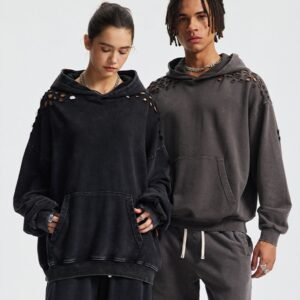 American Style Custom Pure Cotton Hoodies Cut Old Sweat Wear Retro Men's Pullover Sweatshirts