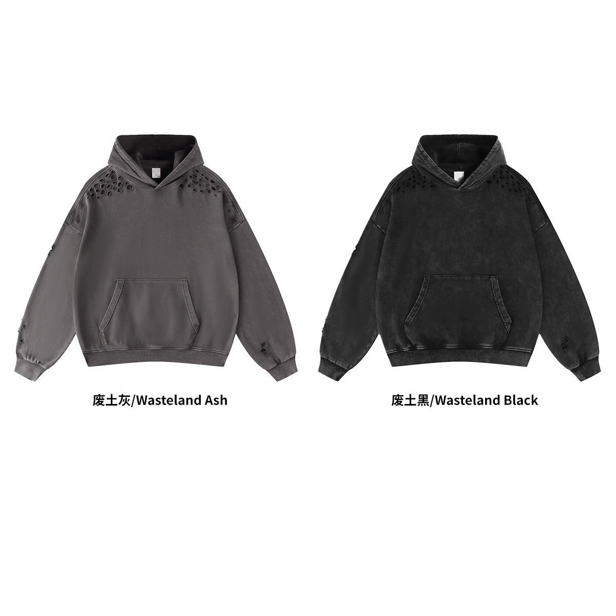 American Style Custom Pure Cotton Hoodies Cut Old Sweat Wear Retro Men's Pullover Sweatshirts - Image 4
