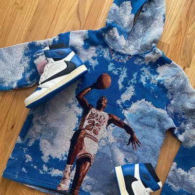 Anti-Shrink Heavyweight French Terry Oversized Printed Mens Woven Anime Tapestry Hoodie - Image 4