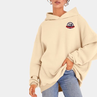 Autumn White Black Women'S Oversized Hooded Sweatshirt Fleece Hooded Sweatshirts Sporty Long Sleeve Pullover - Image 2