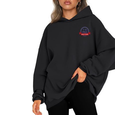 Autumn White Black Women'S Oversized Hooded Sweatshirt Fleece Hooded Sweatshirts Sporty Long Sleeve Pullover - Image 3