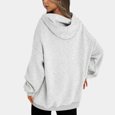 Autumn White Black Women'S Oversized Hooded Sweatshirt Fleece Hooded Sweatshirts Sporty Long Sleeve Pullover - Image 4