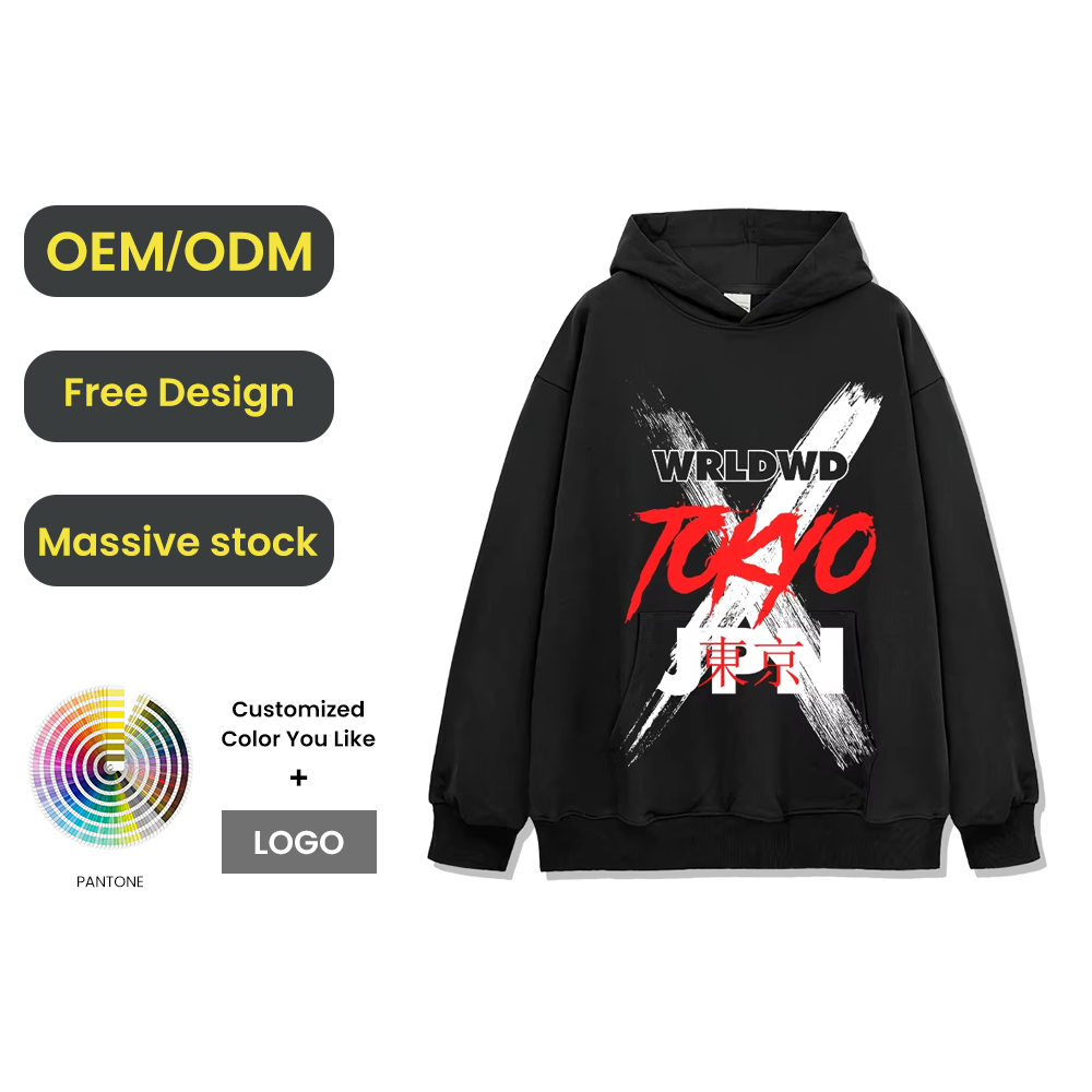 Autumn Winter Heavyweight 100% Cotton Loose Fit Hoodies Printing Pattern Casual Style Streetwear Sweatshirt - Image 3