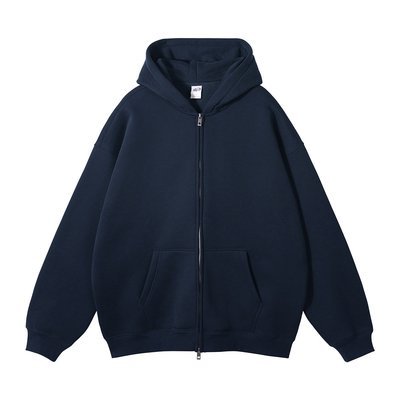 Autumn Winter Suede 350G Double Head Zipper Hoodie Cardigan Zip Neck Collar Sweatshirt - Image 2