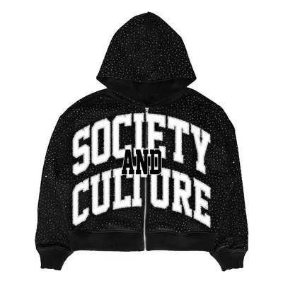 Black Vintage Rhinestone Hoodie Distressed Embroidery Patch 220 Grams Heavyweight Acid Wash - Image 4