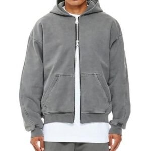 Breathable Custom Logo Men's 100% Cotton Hoodie French Terry Zipper Up Oversized