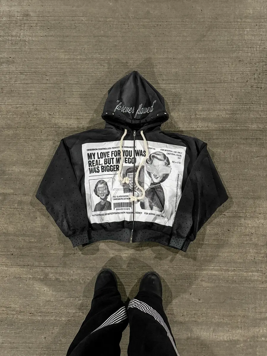 By Vintage Printed Custom Design Winter Knitted 100% Cotton Breathable Lightweight Zipper Jackets & Track Pants Set for Men - Image 2