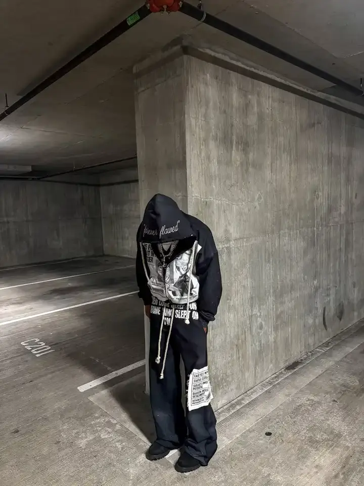 By Vintage Printed Custom Design Winter Knitted 100% Cotton Breathable Lightweight Zipper Jackets & Track Pants Set for Men - Image 6