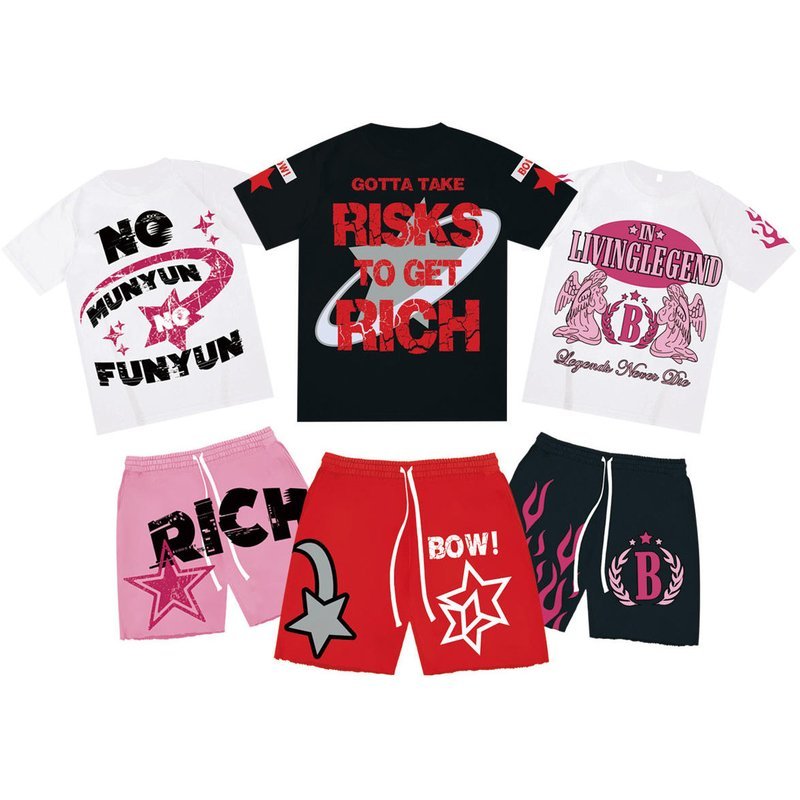 Casual Daily Life 2 Piece Set Mens Vintage Washed Acid Wash Sweat Shorts And T Shirts - Image 6