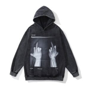 Charming Wholesale Splitted Design Applique Heavyweight Mens Sweatshirt Embroidery Acid Washed Plus Size Hoodies for Mens