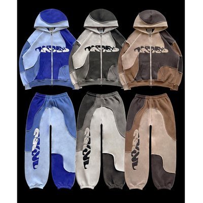 Color Block Contrast Reverse Stitch Pullover Sweatpants and Hoodie Set Sustainable - Image 5