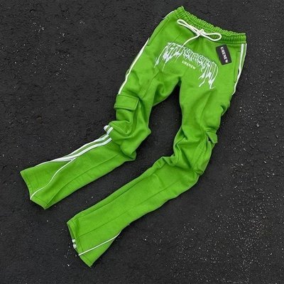 Cotton Flared Sweatpants For Men Women Zipper Pockets Cargo Pants Stacked Flared Stripe Sweatpants - Image 6
