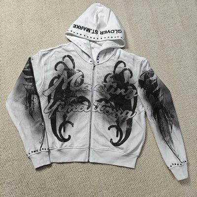 Custom 3D embroidery Dirty Washed DTG Print 500 Gsm Vintage Hoodies Boxy Fit Rhinestones French Terry Cotton Zipper Hoodie - Image 6