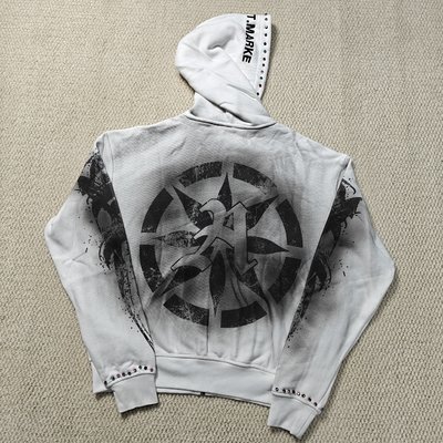Custom 3D embroidery Dirty Washed DTG Print 500 Gsm Vintage Hoodies Boxy Fit Rhinestones French Terry Cotton Zipper Hoodie
