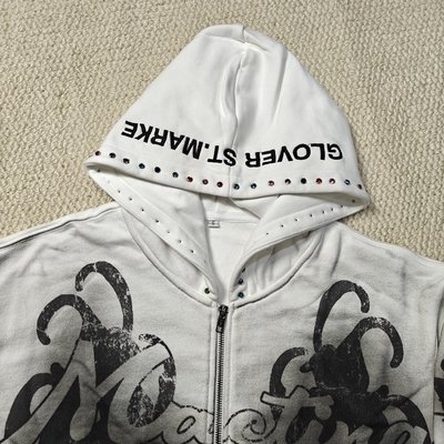 Custom 3D embroidery Dirty Washed DTG Print 500 Gsm Vintage Hoodies Boxy Fit Rhinestones French Terry Cotton Zipper Hoodie - Image 4