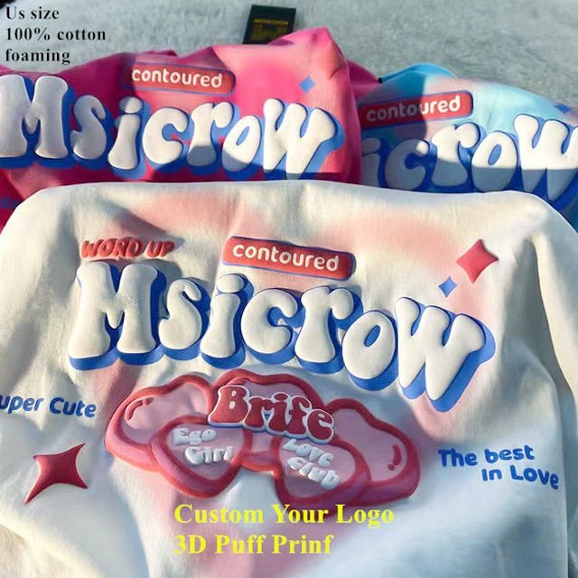 Custom 3D Puff Print T Shirt for Men in Organic 100% Cotton Fabric and Quantity 1000