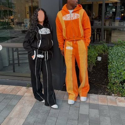 Custom Color Blocked Sweat Suits Patchwork Hoodie and Sweatpants Set Heavyweight Baggy Tracksuits for Men Women - Image 6