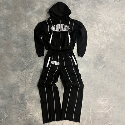 Custom Color Blocked Sweat Suits Patchwork Hoodie and Sweatpants Set Heavyweight Baggy Tracksuits for Men Women - Image 4