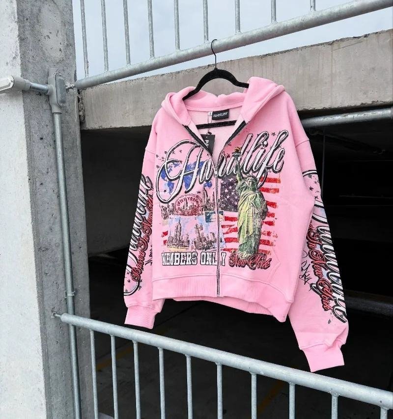 Custom Distressed Embroidery Patch Zip Oversized Hoodie 100% Cotton French Terry Streetwear for Autumn Manufactured Hoodie Moq10 - Image 5