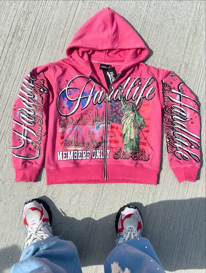 Custom Distressed Embroidery Patch Zip Oversized Hoodie 100% Cotton French Terry Streetwear for Autumn Manufactured Hoodie Moq10 - Image 3