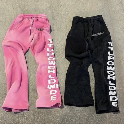 Custom Flare Sweat Pant Relaxed Trousers Sun Faded Puff Print Bootcut Acid Wash Flared Sweatpants - Image 5