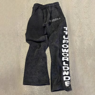 Custom Flare Sweat Pant Relaxed Trousers Sun Faded Puff Print Bootcut Acid Wash Flared Sweatpants - Image 2