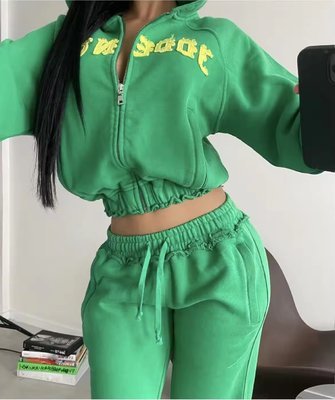 Custom French Terry Distressed Acid Wash Women's Tracksuit for Spring/Autumn Season - Image 5