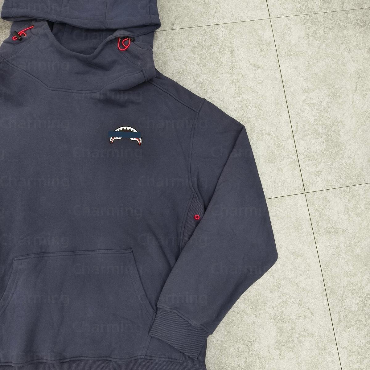 Custom Heavyweight 100% Cotton Solid Winter Sun Faded Acid Wash Patch Applique Embroidered Cropped Print Hoodie for Men - Image 2