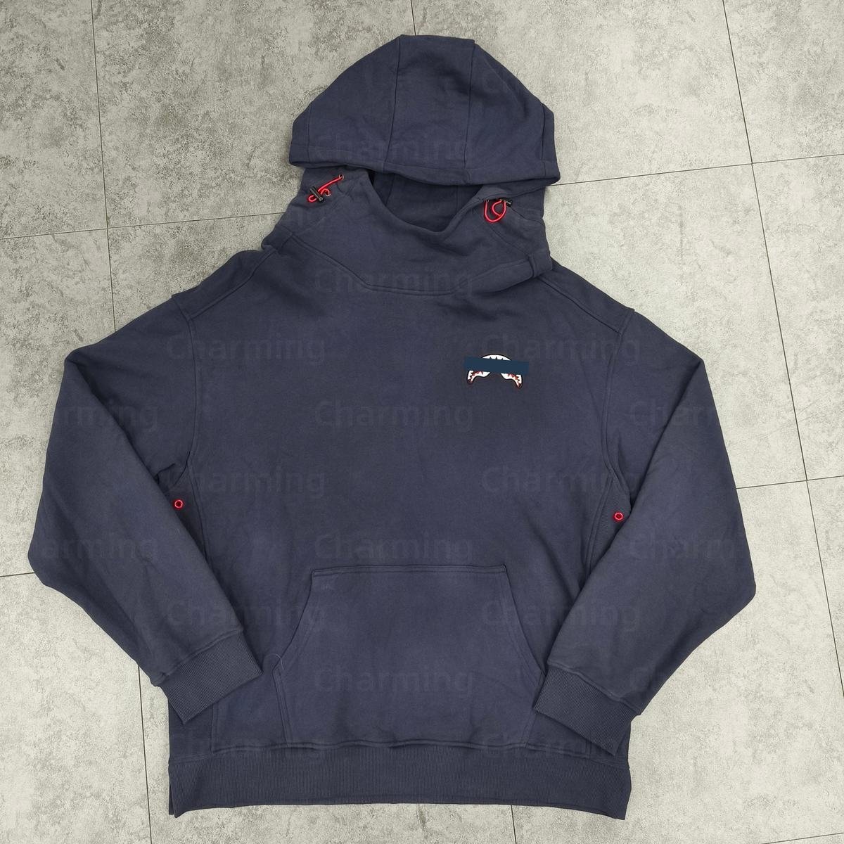 Custom Heavyweight 100% Cotton Solid Winter Sun Faded Acid Wash Patch Applique Embroidered Cropped Print Hoodie for Men - Image 3