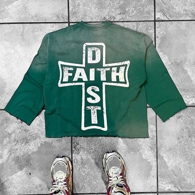 Custom Heavyweight Vintage Sun Faded Acid Wash T-Shirt Screen Print Cut Raw Hem 1000 - Image 5