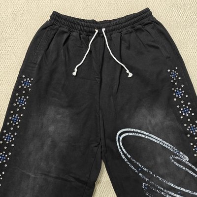 Custom Joggers Sweat Pants Oversized Cotton French Terry Straight Leg Baggy Acid Wash Flared Rhinestone Sweatpants Men - Image 4