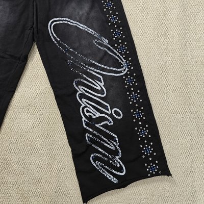Custom Joggers Sweat Pants Oversized Cotton French Terry Straight Leg Baggy Acid Wash Flared Rhinestone Sweatpants Men - Image 3
