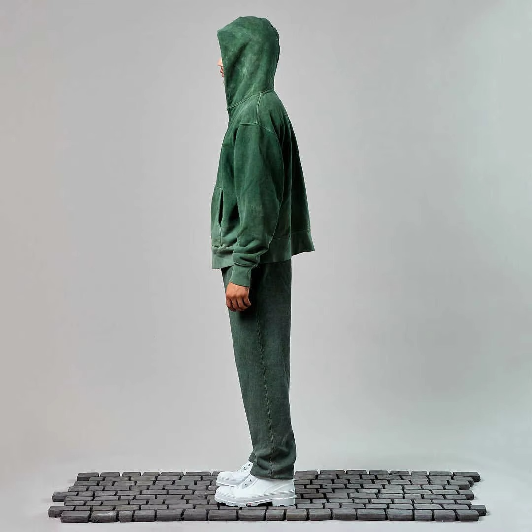 Custom Logo 100% Cotton Fleece Jogger Suits Acid Wash Sun Faded Zip up Hoodies and Sweatpants Jogger Sets Tracksuits - Image 2