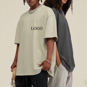 Custom Logo Design Washed T Shirts for Men Oversized Drop Shoulder Tee in 100% Cotton