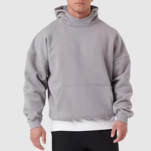 Custom Luxury Men's Hoodies Boxy Fit Mock Neck Heavyweight Cotton Oversize Streetwear Drop Shoulder Men's Hoodies Sweatshirts