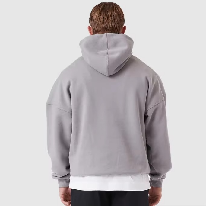 Custom Luxury Men's Hoodies Boxy Fit Mock Neck Heavyweight Cotton Oversize Streetwear Drop Shoulder Men's Hoodies Sweatshirts - Image 3