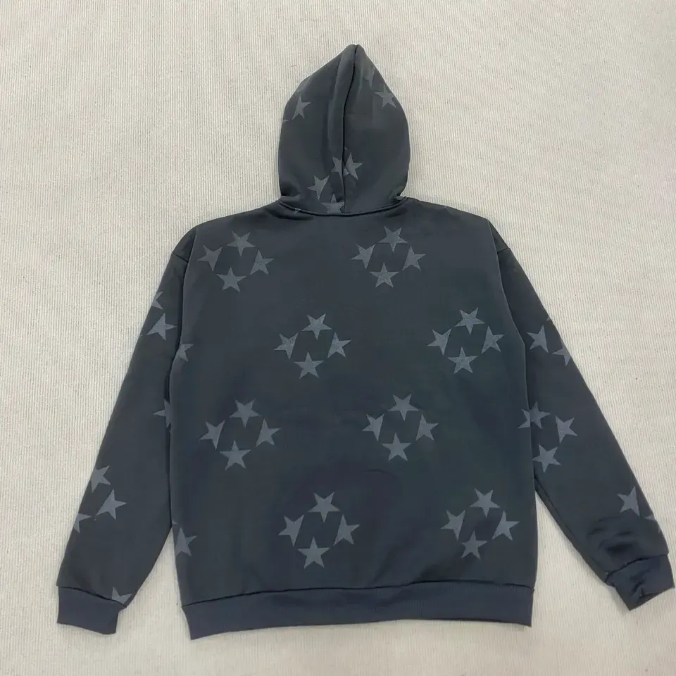 Custom-Made High-End Casual Loose Retro Street-Style 100% Cotton Acid-Washed Denim Hoodie Adorned with Rivet Accents Moq10 - Image 2