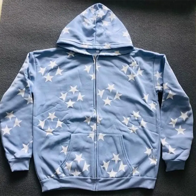 Custom-Made High-End Casual Loose Retro Street-Style 100% Cotton Acid-Washed Denim Hoodie Adorned with Rivet Accents Moq10 - Image 3