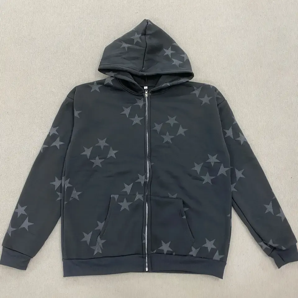 Custom-Made High-End Casual Loose Retro Street-Style 100% Cotton Acid-Washed Denim Hoodie Adorned with Rivet Accents Moq10 - Image 4