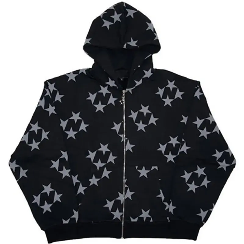 Custom-Made High-End Casual Loose Retro Street-Style 100% Cotton Acid-Washed Denim Hoodie Adorned with Rivet Accents Moq10