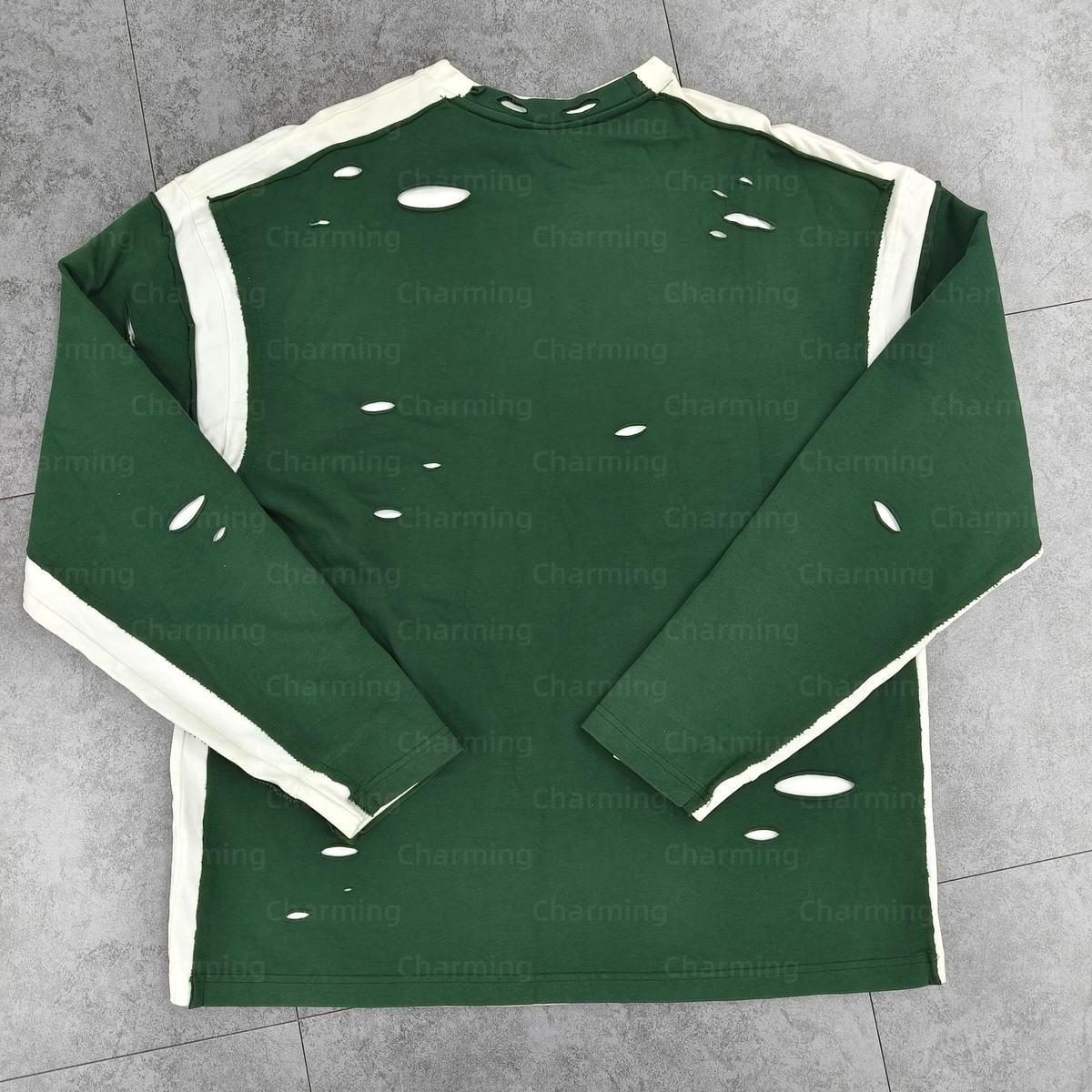 Custom Manufacturer Streetwear Vintage Double Tshirt Print Long Sleeve Regular Sun Faded Oversize Hip Hop 100% Cotton Double - Image 3