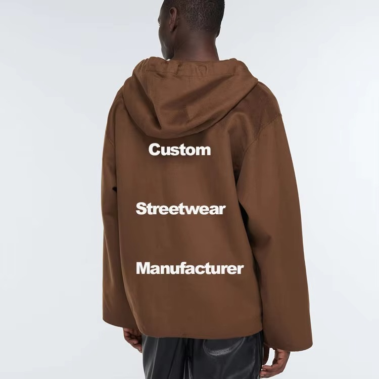 Custom Manufacturers Streetwear Drop Shoulder Oversized Silhouette Drawstring Hood Wide Sleeves Hoodie - Image 3